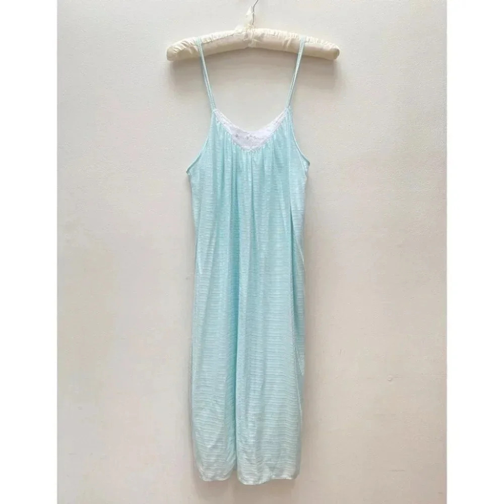 Vintage - Seafoam Flower Lace Trim Slip